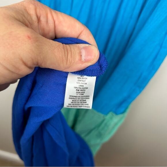 BeBop Women’s XS Blue Color Block Spaghetti Strap Maxi Dress NWT Boho - Picture 6 of 7